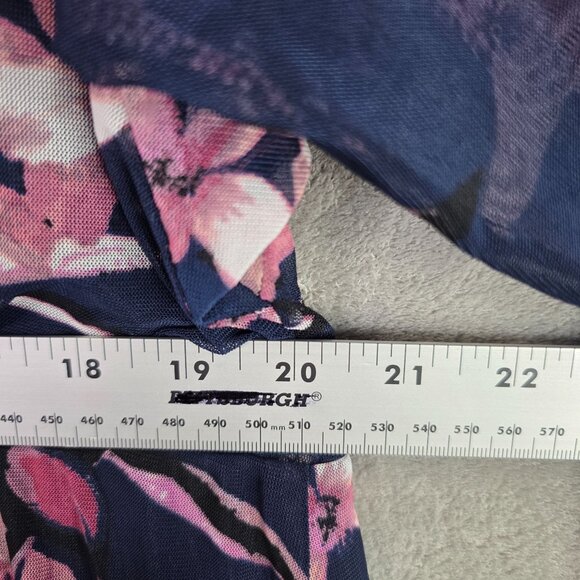 Womens Connected Apparel Navy & Pink Floral Maxi Faux Wrap Dress 3/4 Sleeves 22W - Picture 6 of 8